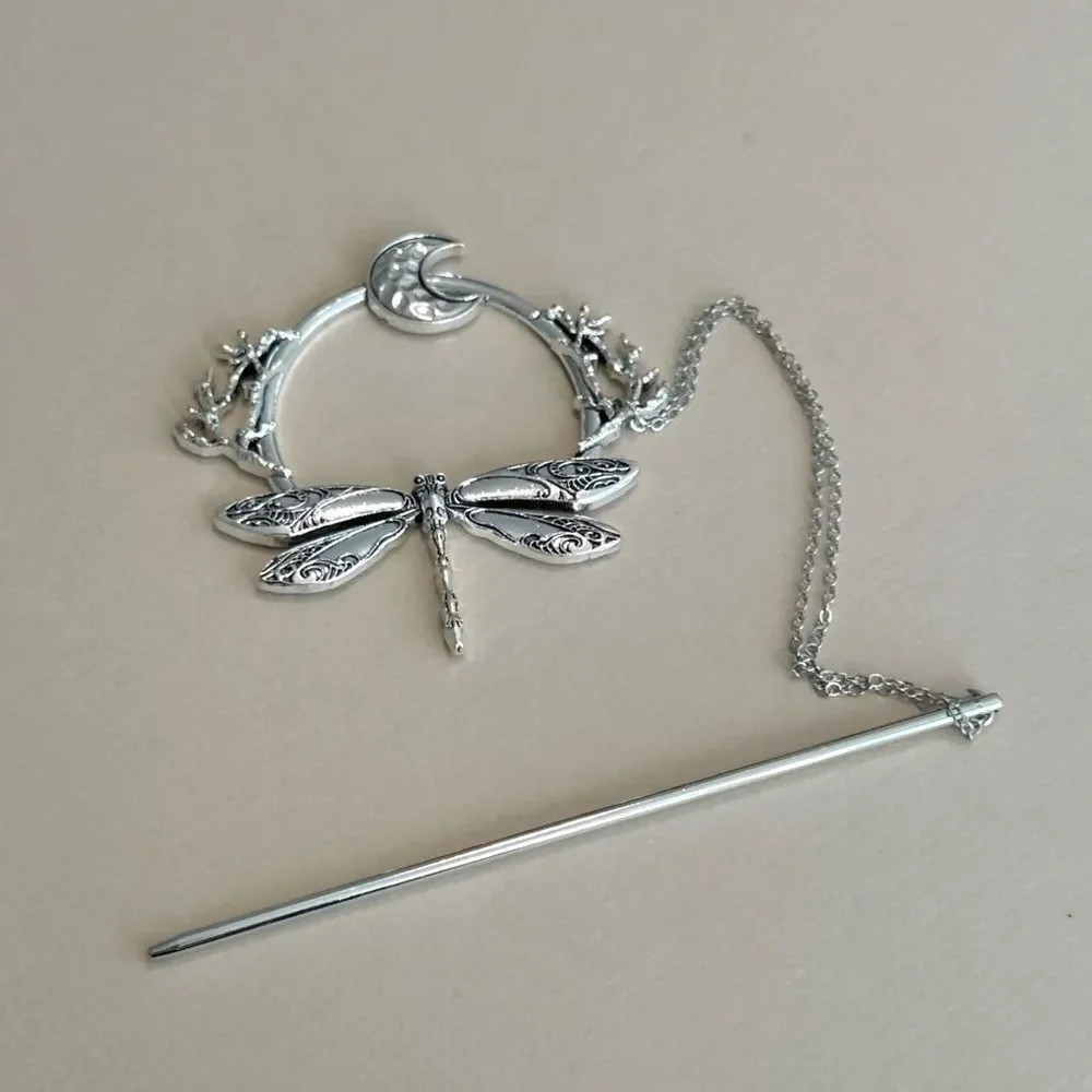 Silver Dragonfly Hair Clip K37